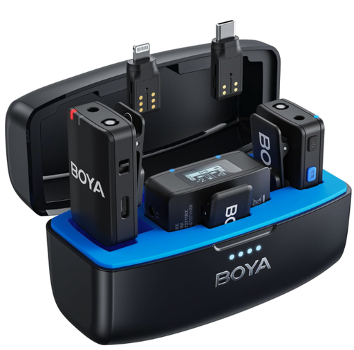 BOYAMIC Micrófono inalámbrico Lavalier para iPhone Android Smartphone Cámara, grabación a bordo, alcance de 650 pies, duración de la batería de 10 horas